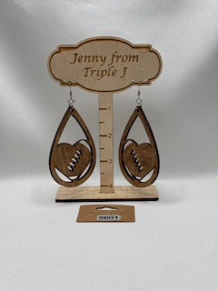 Heart Football Earrings
